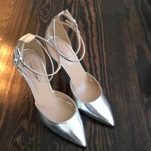 JCrew Collection Silver Strappy Pumps